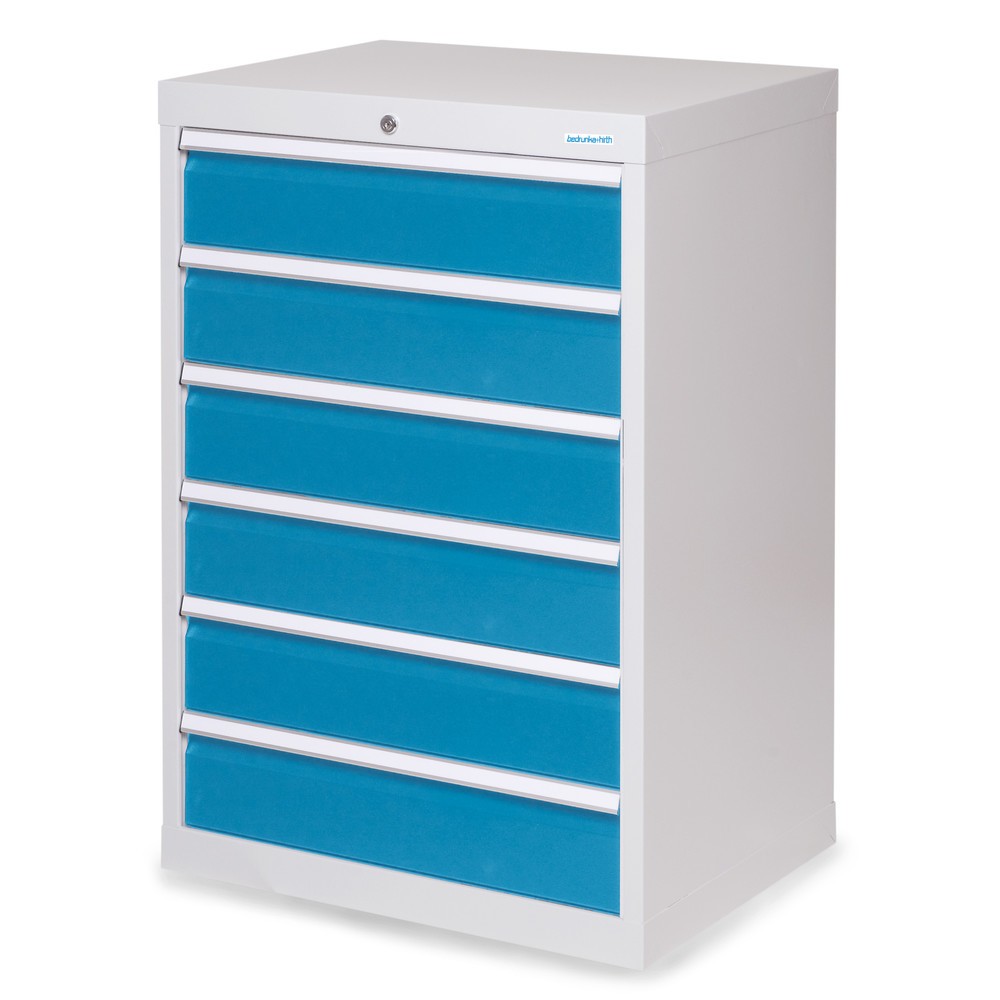 Obrázek produktu: Skříň se zásuvkami Profi Bedrunka+Hirth, zásuvky 6x150 mm, VxŠxH 1019 x 680 x 500 mm, světle šedá, světle modrá
