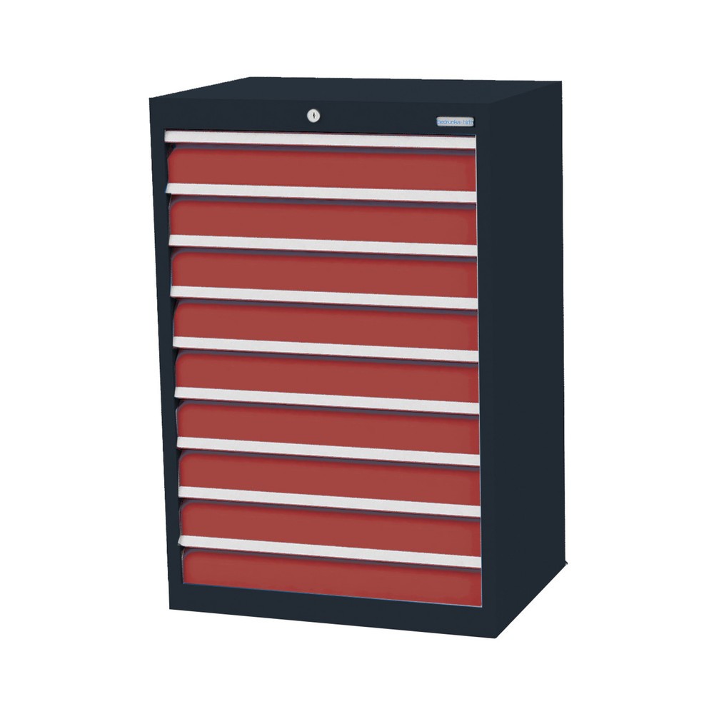 Obrázek produktu: Skříň se zásuvkami Profi Bedrunka+Hirth, zásuvky 9x100 mm, VxŠxH 1019 x 680 x 500 mm, antracitová šedá, rubínová