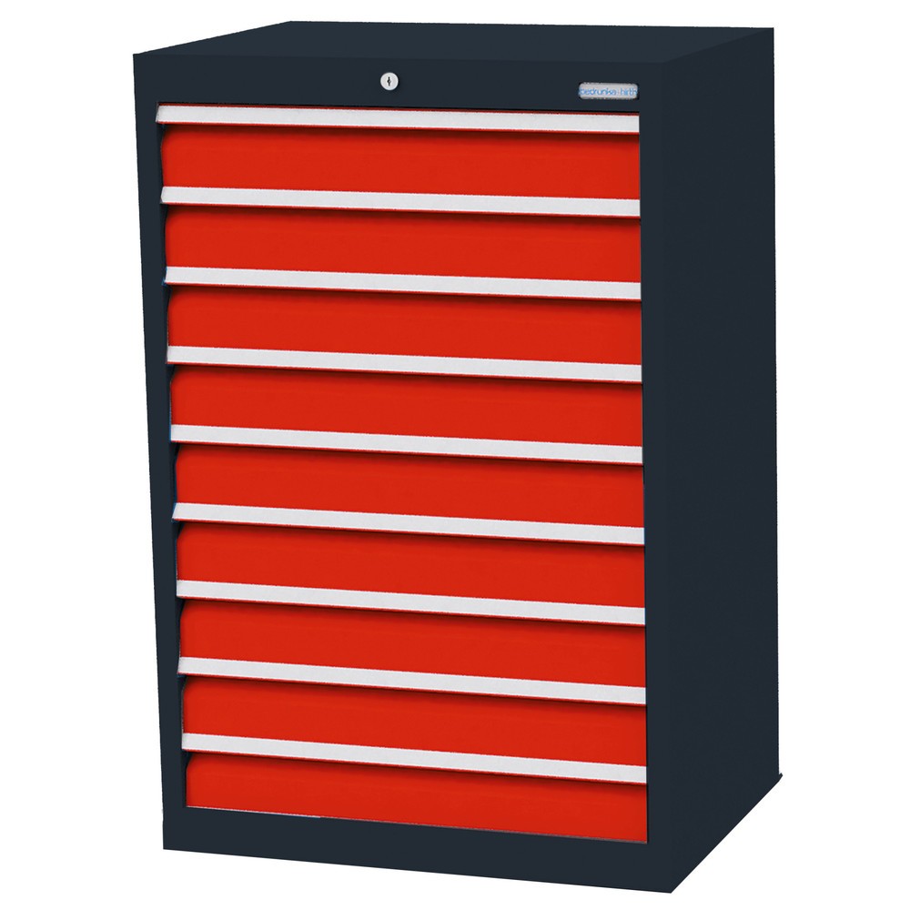 Obrázek produktu: Skříň se zásuvkami Profi Bedrunka+Hirth, zásuvky 9x100 mm, VxŠxH 1019 x 680 x 500 mm, antracitová šedá, dopravní červená