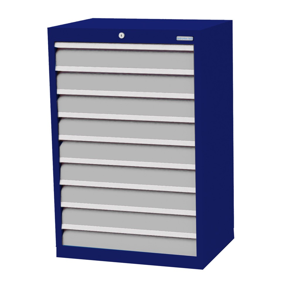 Obrázek produktu: Skříň se zásuvkami Profi Bedrunka+Hirth, zásuvky 9x100 mm, VxŠxH 1019 x 680 x 500 mm, enziánová modrá, světle šedá