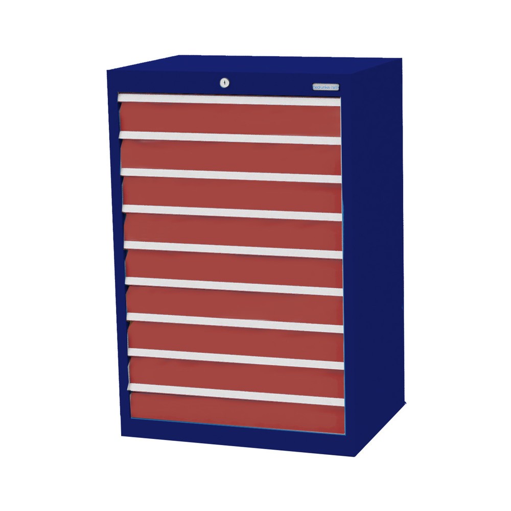 Obrázek produktu: Skříň se zásuvkami Profi Bedrunka+Hirth, zásuvky 9x100 mm, VxŠxH 1019 x 680 x 500 mm, enziánová modrá, rubínová