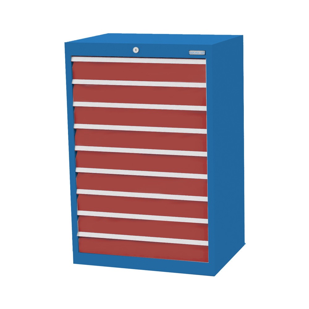 Obrázek produktu: Skříň se zásuvkami Profi Bedrunka+Hirth, zásuvky 9x100 mm, VxŠxH 1019 x 680 x 500 mm, světle modrá, rubínová