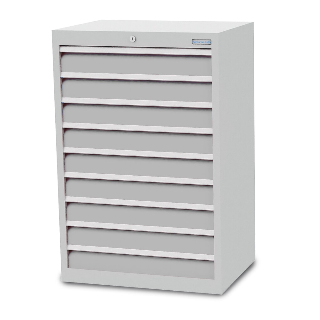 Skříň se zásuvkami Profi Bedrunka+Hirth, zásuvky 9x100 mm, VxŠxH 1019 x 680 x 500 mm, světle šedá, světle šedá Obrázek produktu: Skříň se zásuvkami Profi Bedrunka+Hirth, zásuvky 9x100 mm, VxŠxH 1019 x 680 x 500 mm, světle šedá, světle šedá