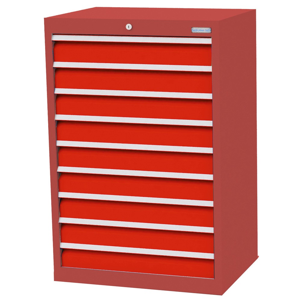 Obrázek produktu: Skříň se zásuvkami Profi Bedrunka+Hirth, zásuvky 9x100 mm, VxŠxH 1019 x 680 x 500 mm, rubínová, dopravní červená