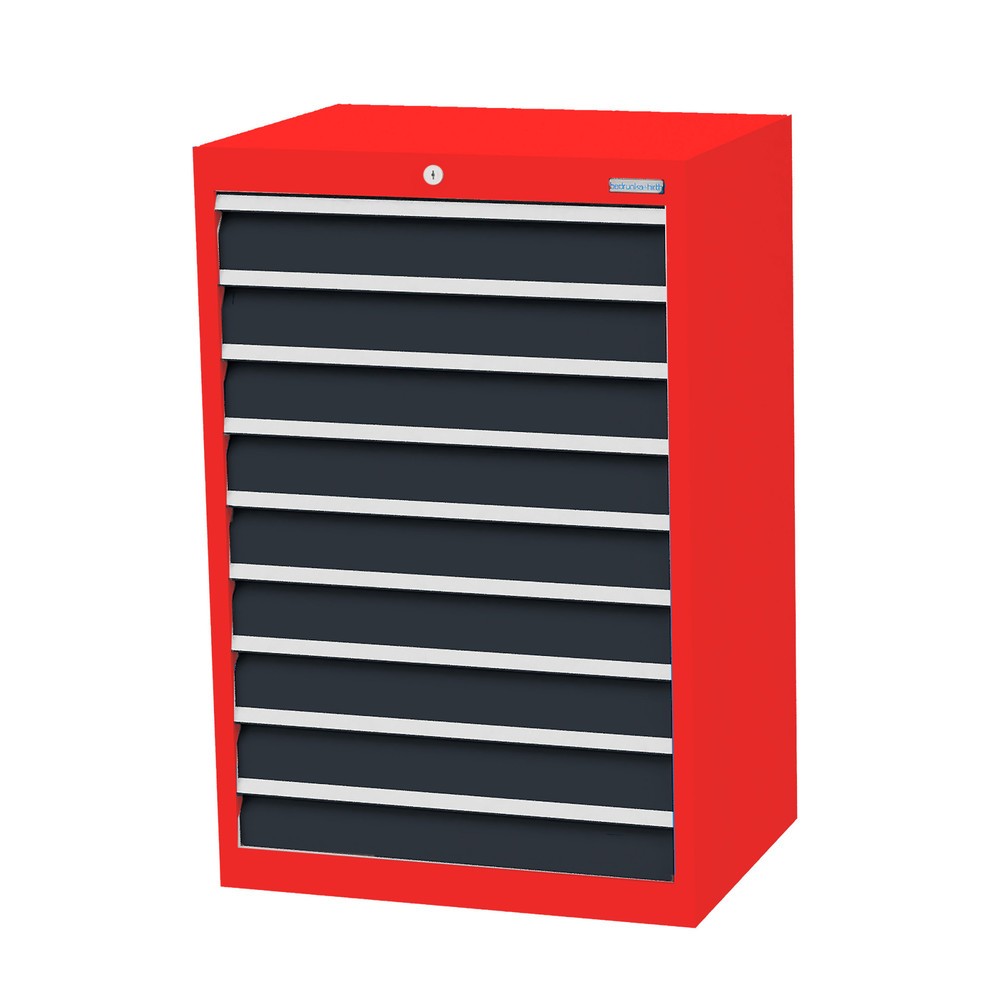 Obrázek produktu: Skříň se zásuvkami Profi Bedrunka+Hirth, zásuvky 9x100 mm, VxŠxH 1019 x 680 x 500 mm, dopravní červená, antracitová šedá