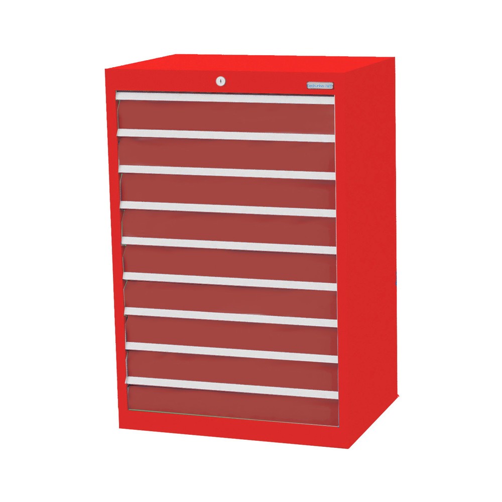 Obrázek produktu: Skříň se zásuvkami Profi Bedrunka+Hirth, zásuvky 9x100 mm, VxŠxH 1019 x 680 x 500 mm, dopravní červená, rubínová