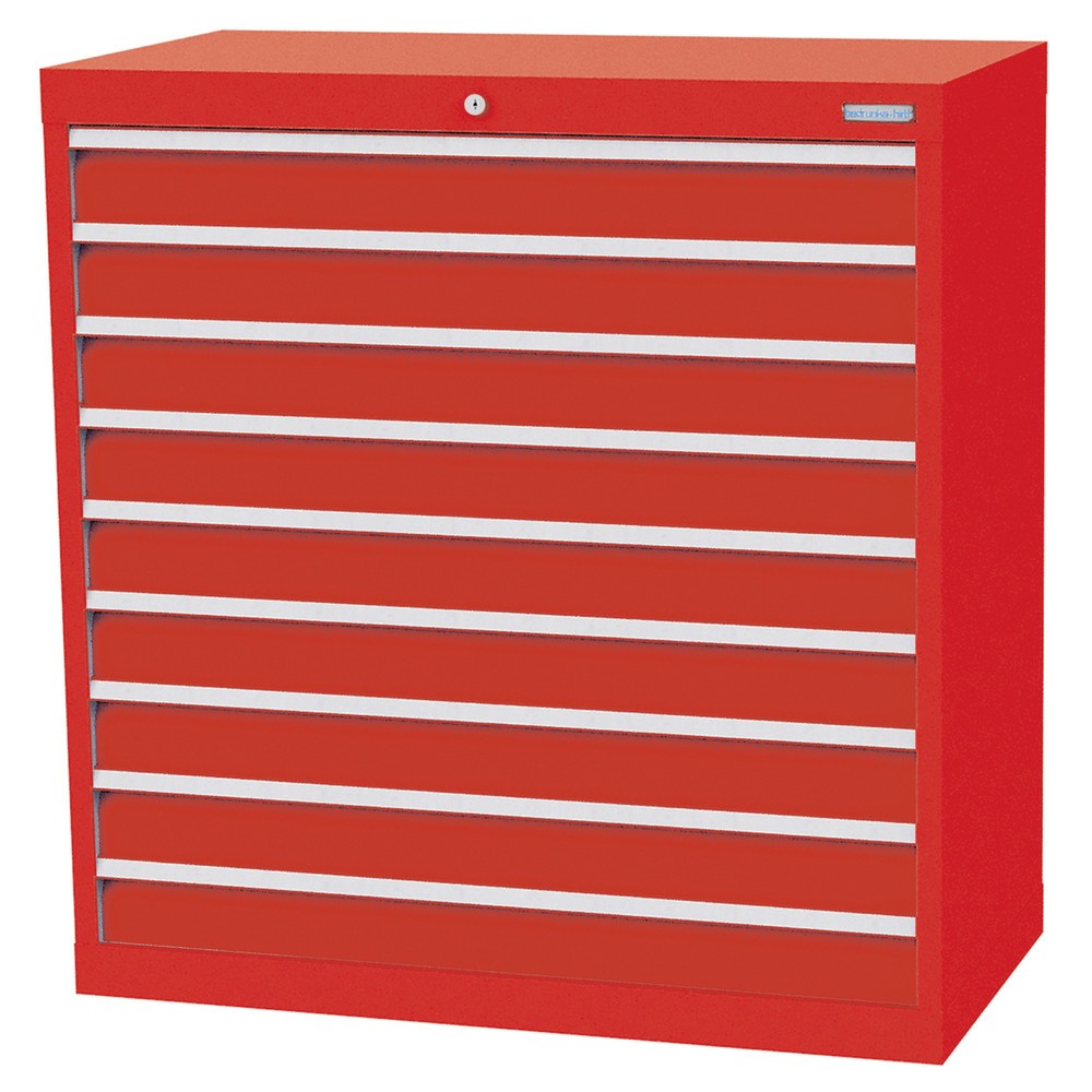 Obrázek produktu: Skříň se zásuvkami Profi Bedrunka+Hirth, zásuvky 9x100 mm, VxŠxH 1019 x 980 x 500 mm, dopravní červená, dopravní červená