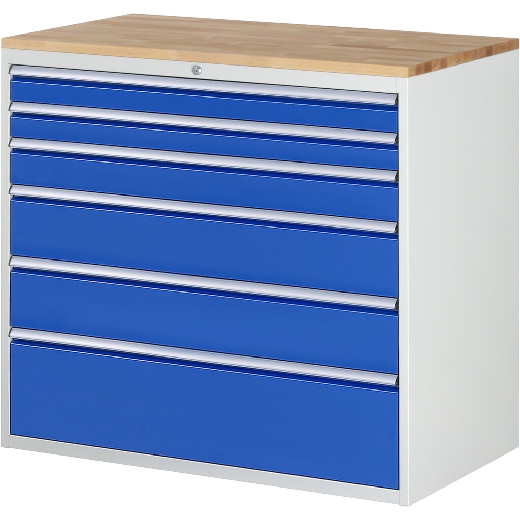 Obrázek produktu: Skříň se zásuvkami RAU řada 7000, V×Š×H 1035 × 1145 × 650 mm, 6 zásuvek, velikost XXL, horní část buk