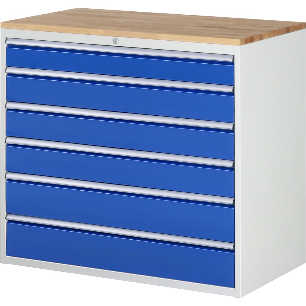 Obrázek produktu: Skříň se zásuvkami RAU řada 7000, V×Š×H 1035 × 1145 × 650 mm, 6 zásuvek, velikost XXL, horní část buk