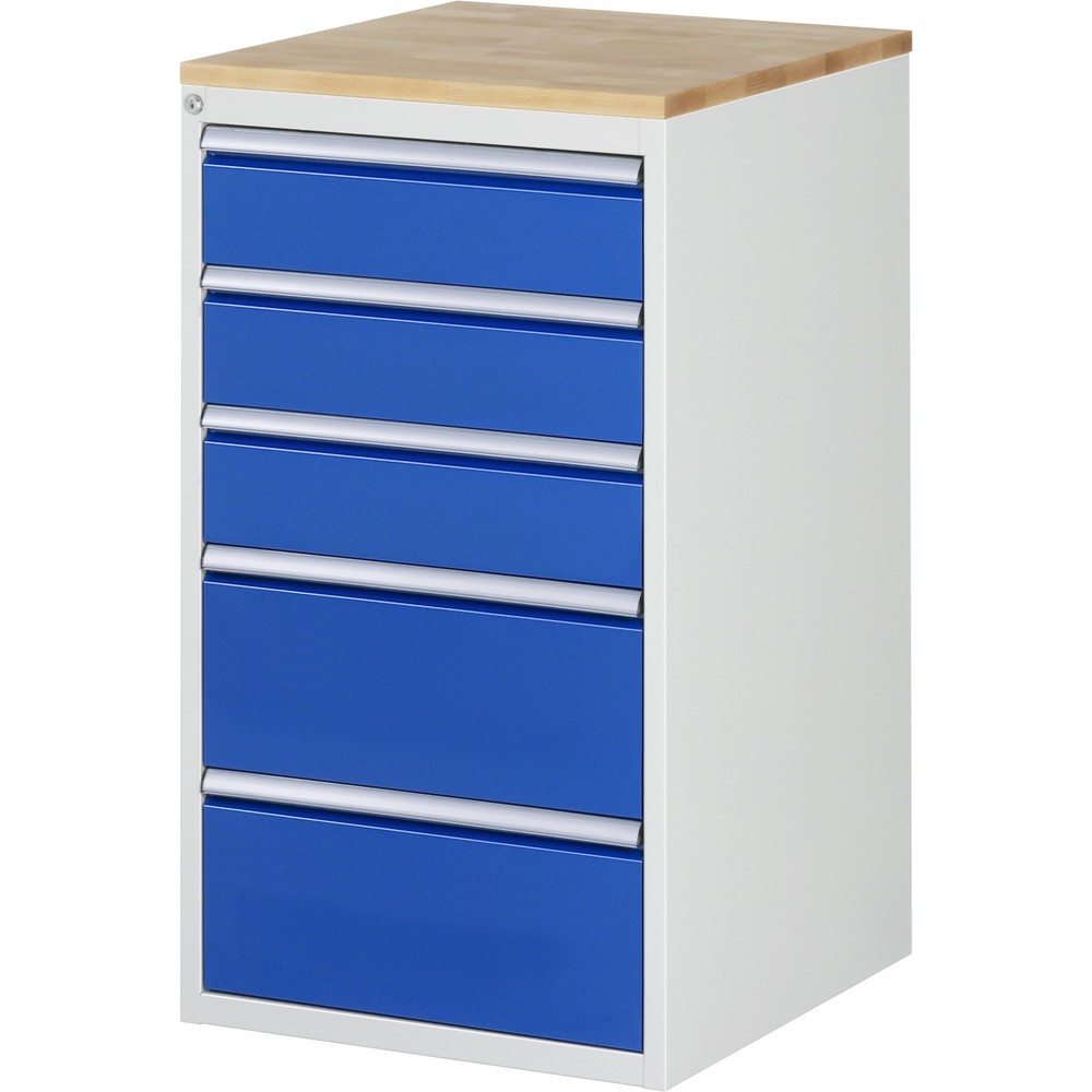 Číslo obrázku produktu 1: Skříň se zásuvkami RAU řada 7000, V×Š×H 1035 × 580 × 650 mm, 5 zásuvek, velikost L, horní část buk