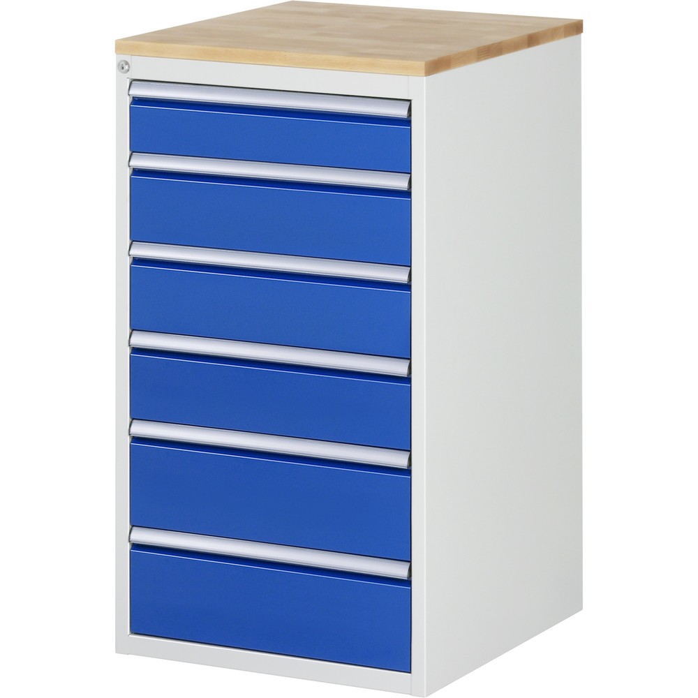 Číslo obrázku produktu 1: Skříň se zásuvkami RAU řada 7000, V×Š×H 1035 × 580 × 650 mm, 6 zásuvek, velikost L, horní část buk