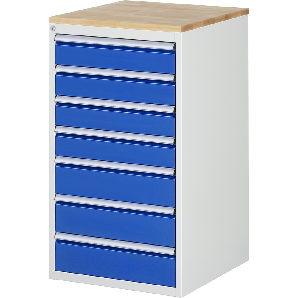 Číslo obrázku produktu 1: Skříň se zásuvkami RAU řada 7000, V×Š×H 1035 × 580 × 650 mm, 7 zásuvek, velikost L, horní část buk