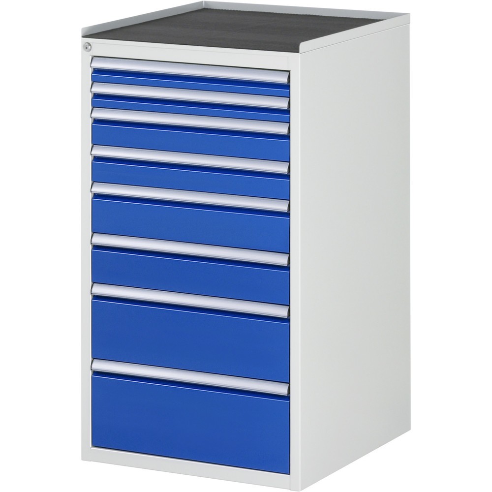 Číslo obrázku produktu 1: Skříň se zásuvkami RAU řada 7000, VxŠxH 1035 x 580 x 650 mm, 8x zásuvka 2 x 60, 2 x 90, 2 x 120, 1 x 180, 1 x 210 mm, kovová pracovní deska
