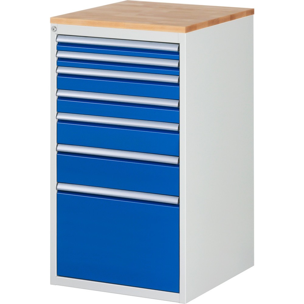 Číslo obrázku produktu 1: Skříň se zásuvkami RAU řada 7000, VxŠxH 1035 x 580 x 650 mm, 7x zásuvka 2 x 60, 2 x 90, 1 x 120, 1 x 150, 1 x 360 mm, buková pracovní deska