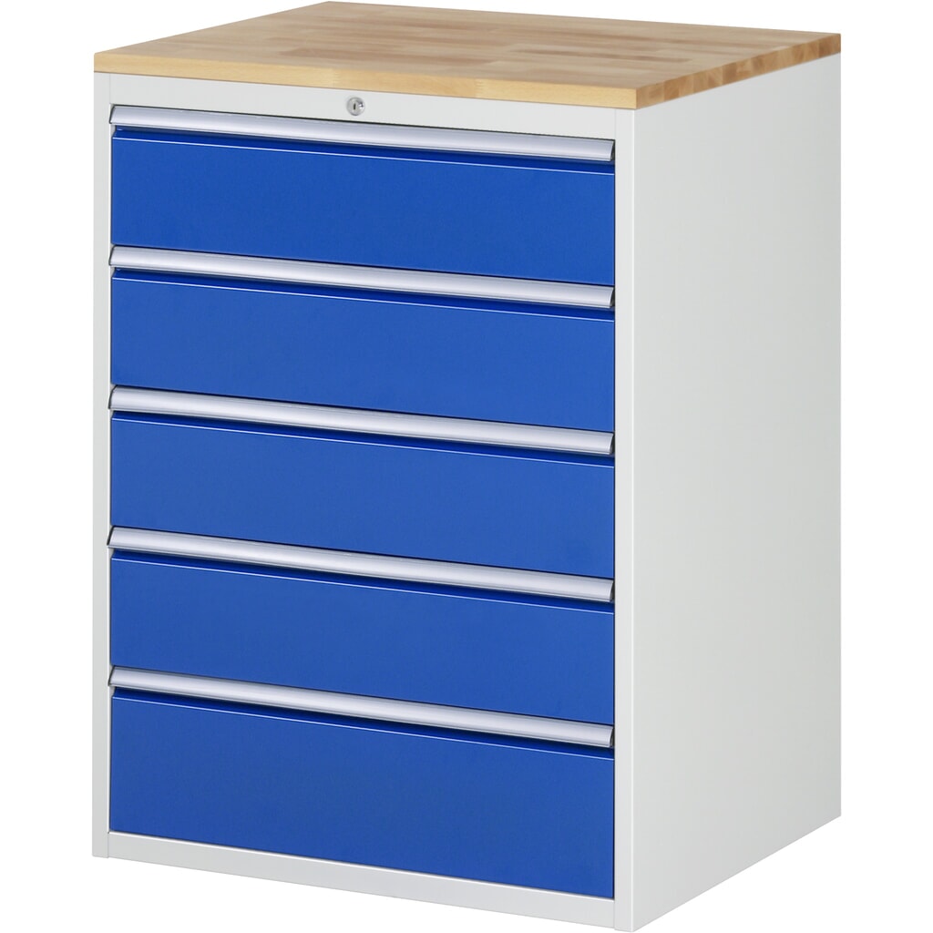 Skříň se zásuvkami RAU řada 7000, V׊×H 1035 × 770 × 650 mm, 5 zásuvek, velikost XL, horní část buk Obrázek produktu: Skříň se zásuvkami RAU řada 7000, V׊×H 1035 × 770 × 650 mm, 5 zásuvek, velikost XL, horní část buk