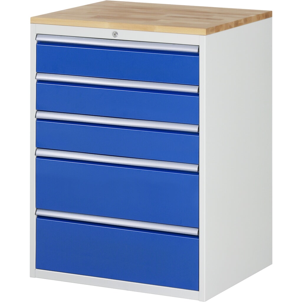 Skříň se zásuvkami RAU řada 7000, V׊×H 1035 × 770 × 650 mm, 5 zásuvek, velikost XL, horní část buk Obrázek produktu: Skříň se zásuvkami RAU řada 7000, V׊×H 1035 × 770 × 650 mm, 5 zásuvek, velikost XL, horní část buk