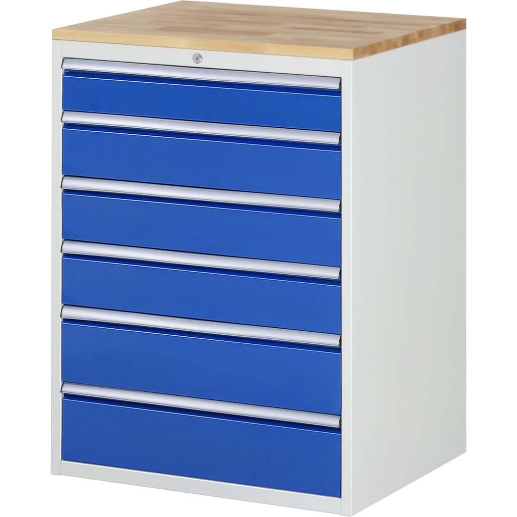 Obrázek produktu: Skříň se zásuvkami RAU řada 7000, V×Š×H 1035 × 770 × 650 mm, 6 zásuvek, velikost XL, horní část buk