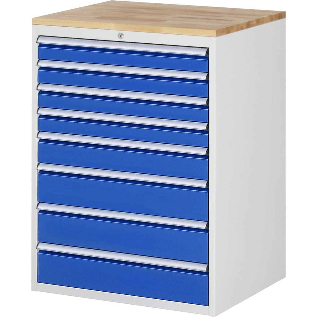 Obrázek produktu: Skříň se zásuvkami RAU řada 7000, V×Š×H 1035 × 770 × 650 mm, 8 zásuvek, velikost XL, horní část buk