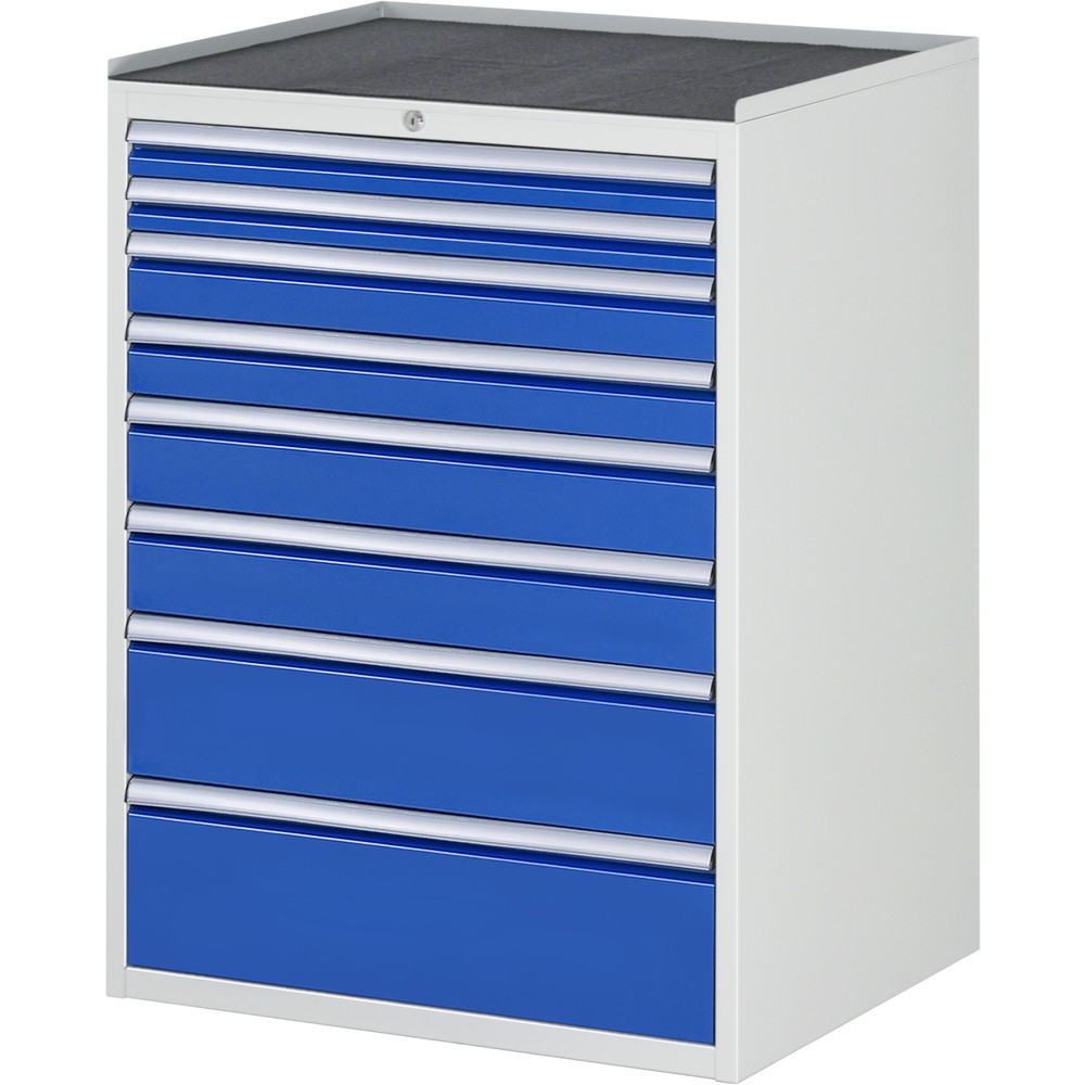 Číslo obrázku produktu 1: Skříň se zásuvkami RAU řada 7000, VxŠxH 1035 x 770 x 650 mm, 8x zásuvka 2 x 60, 2 x 90, 2 x 120, 1 x 180, 1 x 210 mm, kovová pracovní deska