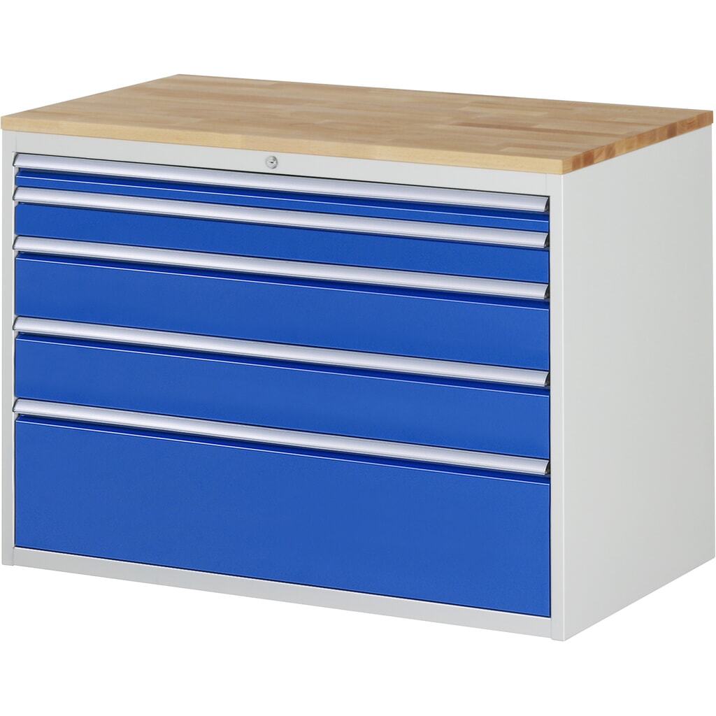 Skříň se zásuvkami RAU řada 7000, V׊×H 825 × 1145 × 650 mm, 5 zásuvek, velikost XXL, horní část buk Obrázek produktu: Skříň se zásuvkami RAU řada 7000, V׊×H 825 × 1145 × 650 mm, 5 zásuvek, velikost XXL, horní část buk