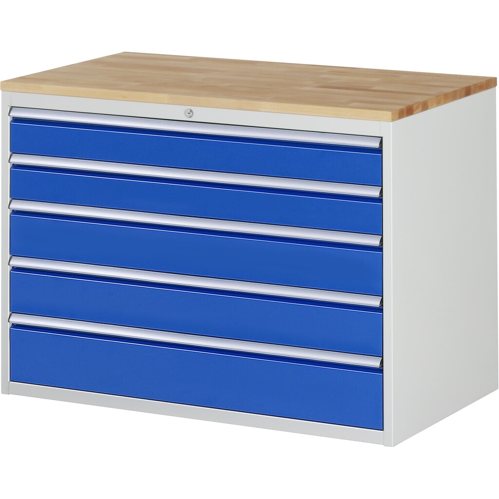 Skříň se zásuvkami RAU řada 7000, V׊×H 825 × 1145 × 650 mm, 5 zásuvek, velikost XXL, horní část buk Obrázek produktu: Skříň se zásuvkami RAU řada 7000, V׊×H 825 × 1145 × 650 mm, 5 zásuvek, velikost XXL, horní část buk
