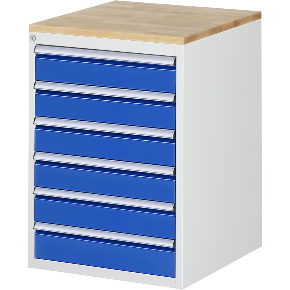 Číslo obrázku produktu 1: Skříň se zásuvkami RAU řada 7000, V×Š×H 825 × 580 × 650 mm, 6 zásuvek, velikost L, horní část buk