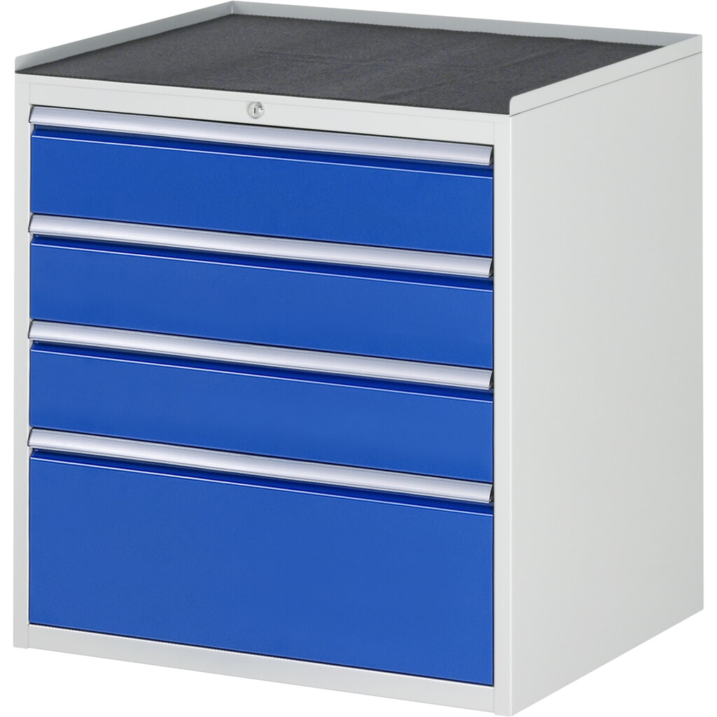 Obrázek produktu: Skříň se zásuvkami RAU řada 7000, V×Š×H 825 × 770 × 650 mm, 4 zásuvky, velikost XL, kovová horní část
