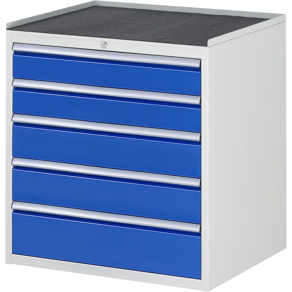 Obrázek produktu: Skříň se zásuvkami RAU řada 7000, V×Š×H 825 × 770 × 650 mm, 5 zásuvek, velikost XL, kovová horní část