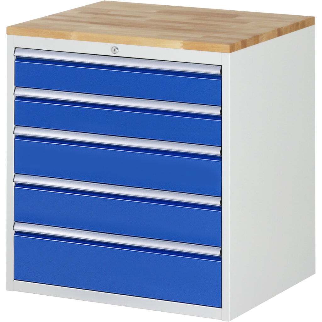 Skříň se zásuvkami RAU řada 7000, V׊×H 825 × 770 × 650 mm, 5 zásuvek, velikost XL, horní část buk Obrázek produktu: Skříň se zásuvkami RAU řada 7000, V׊×H 825 × 770 × 650 mm, 5 zásuvek, velikost XL, horní část buk