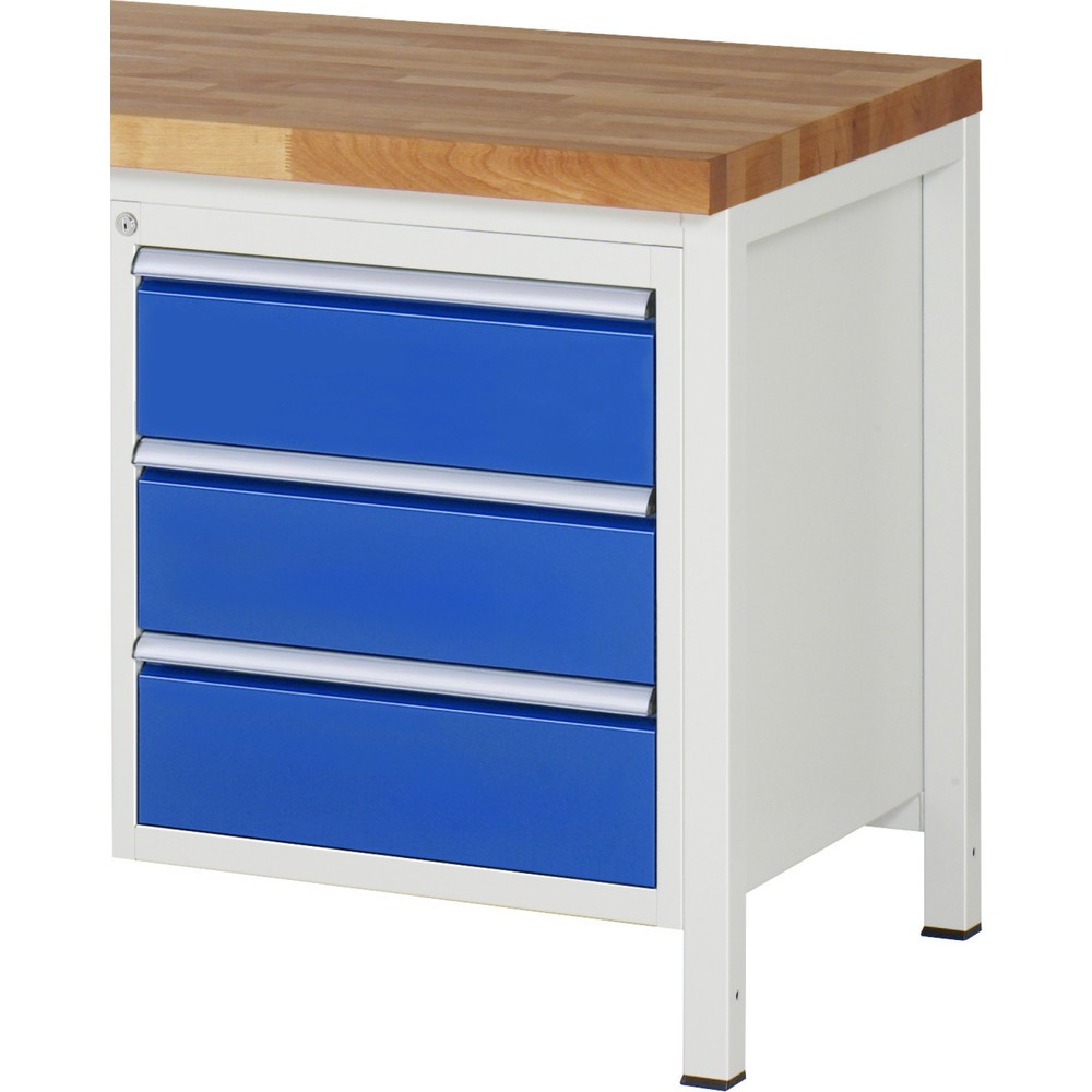 Číslo obrázku produktu 1: Skříň se zásuvkami RAU řady 7000, spodní kontejner, VxŠxH 620 x 580 x 650 mm, 3 zásuvky 3 x 180 mm