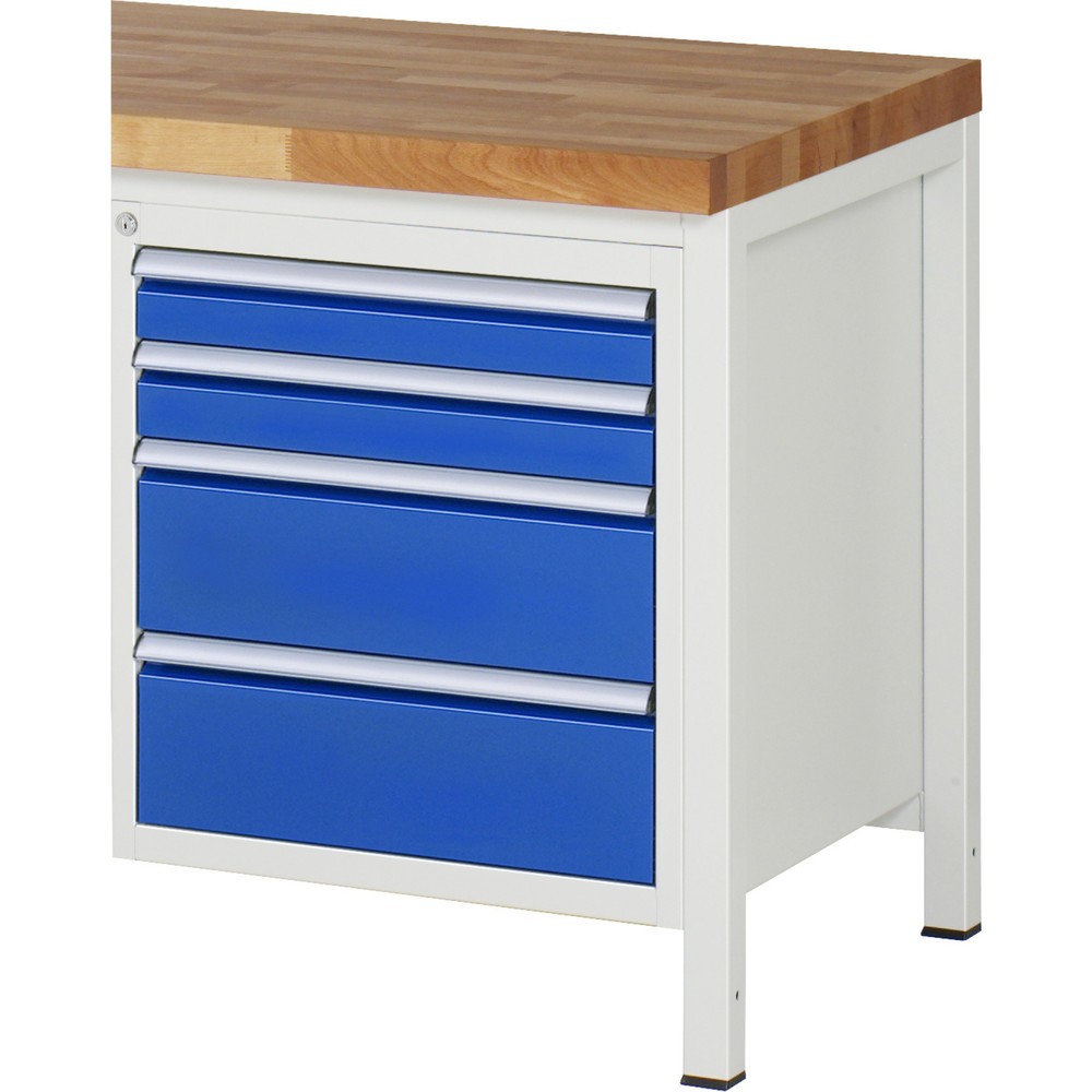 Číslo obrázku produktu 1: Skříň se zásuvkami RAU řady 7000, spodní kontejner, VxŠxH 620 x 580 x 650 mm, 4 zásuvky 2 x 90, 2 x 180 mm