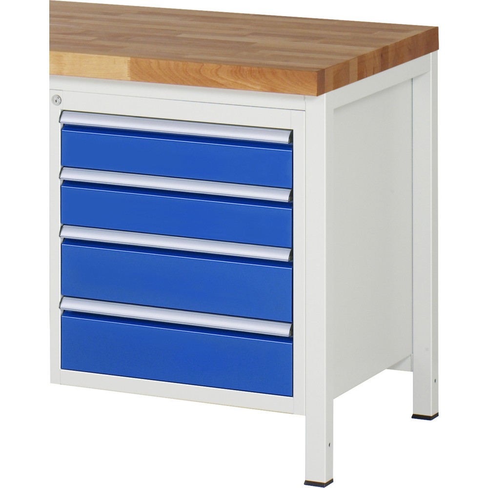 Číslo obrázku produktu 1: Skříň se zásuvkami RAU řady 7000, spodní kontejner, VxŠxH 620 x 580 x 650 mm, 4 zásuvky 2 x 120, 2 x 150 mm