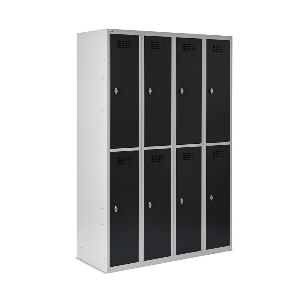 Číslo obrázku produktu 6: Skříňka Steinbock®, samostatně stojící, 2 patra, 8 přihrádek, zámek s otočnou západkou, VxŠxH 1800 x 1200 x 500 mm, světle šedá/antracitová šedá