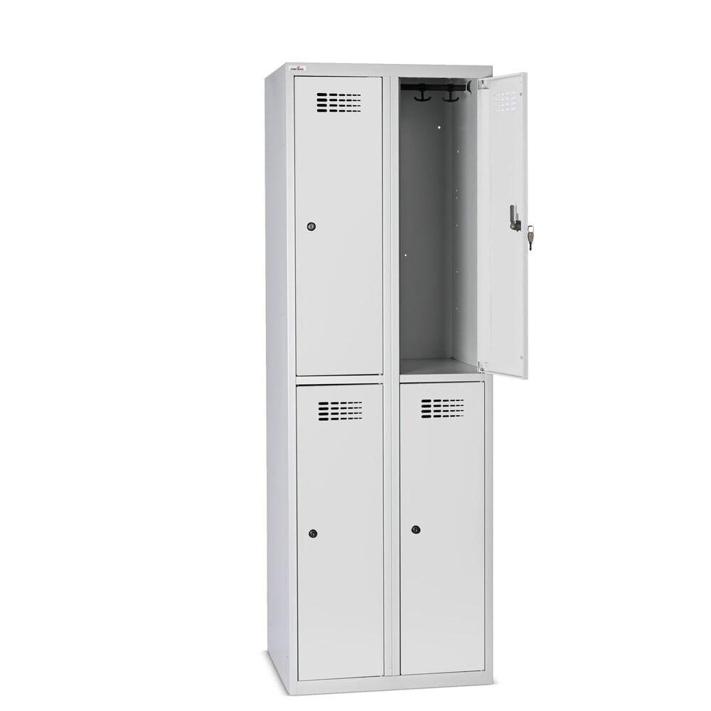 Číslo obrázku produktu 7: Skříňka Steinbock®, samostatně stojící, 2 patra, 4 přihrádky, cylindrický zámek, VxŠxH 1800 x 600 x 500 mm, světle šedá/antracitová šedá