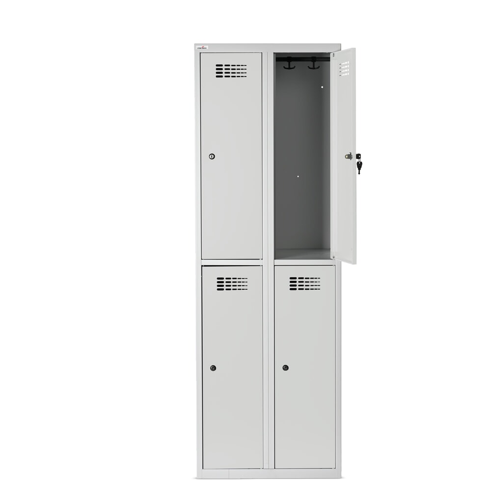 Číslo obrázku produktu 8: Skříňka Steinbock®, samostatně stojící, 2 patra, 4 přihrádky, cylindrický zámek, VxŠxH 1800 x 600 x 500 mm, světle šedá/antracitová šedá