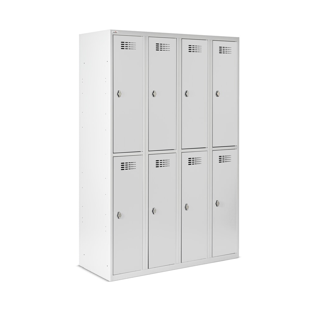 Číslo obrázku produktu 6: Skříňka Steinbock®, samostatně stojící, 2 patra, 8 přihrádek, zámek s otočnou západkou, VxŠxH 1800 x 1200 x 500 mm, světle šedá/antracitová šedá