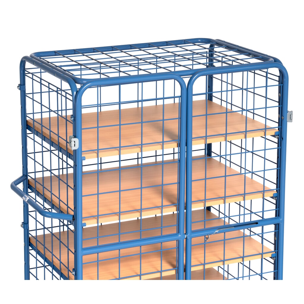 Číslo obrázku produktu 4: Skříňový vozík fetra®, nosnost 600 kg, mřížové stěny, dvojkřídlé dveře, 5 pater à 1000 × 600 mm