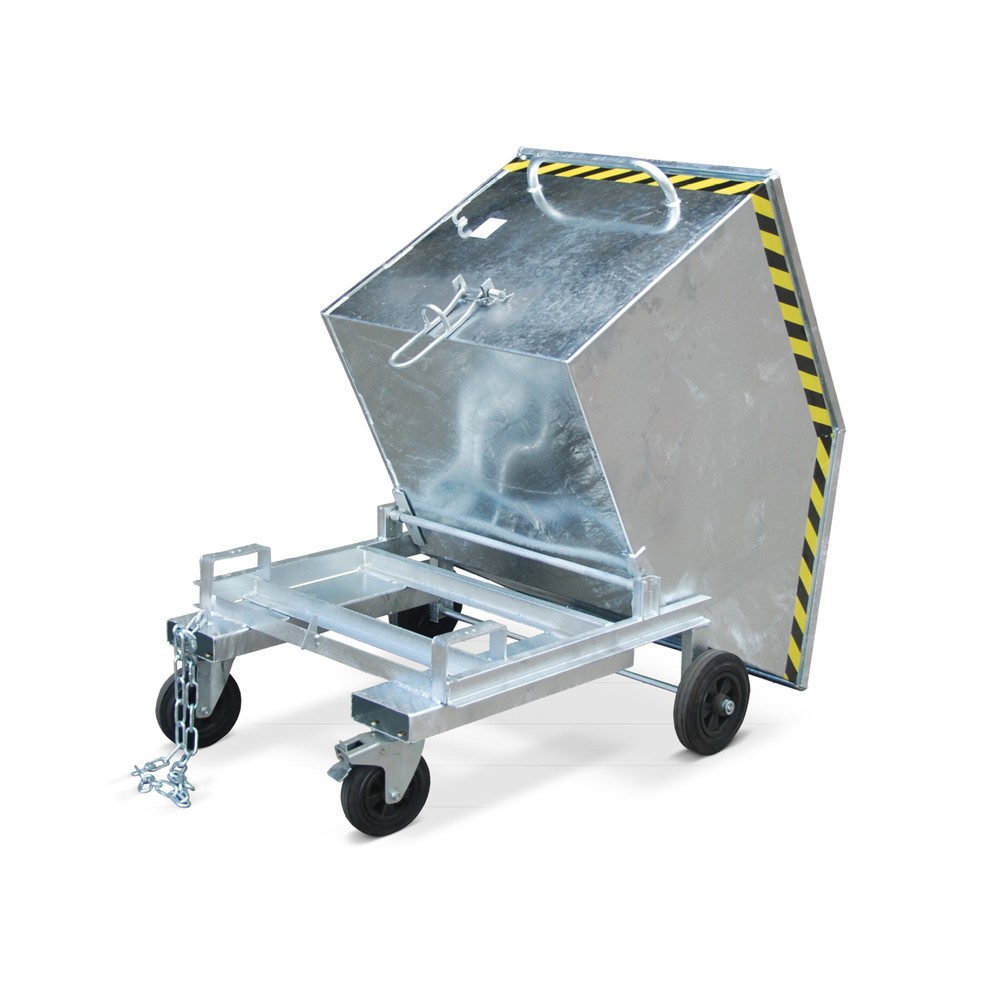 Číslo obrázku produktu 1: Bauer® Skříňový vozík sklopný, s podvozkem + vidlicové kapsy pozinkovaný, nosnost 300 kg, objem 0,4 m³