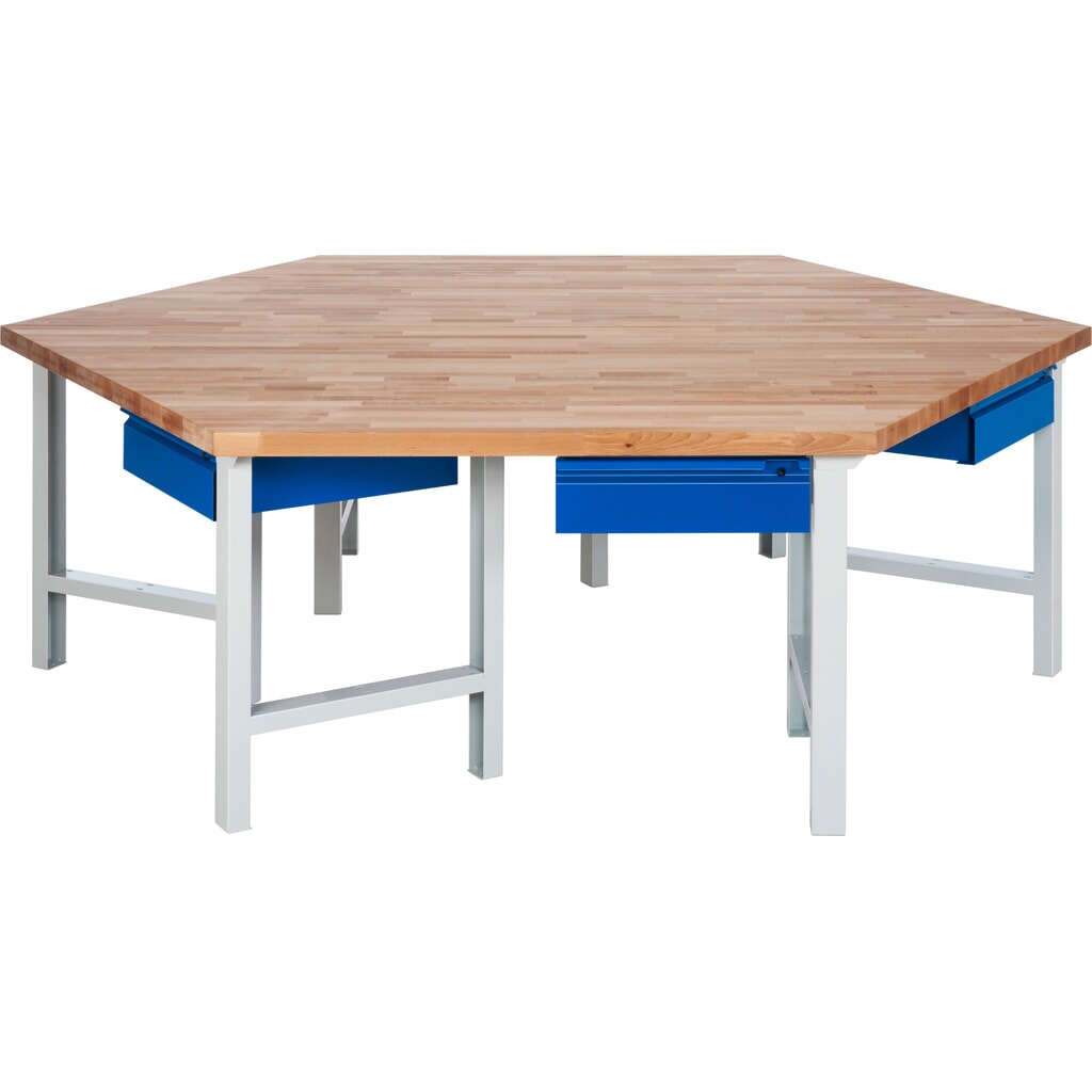 Skupinový dílenský stůl RAU řada 4000, V׊×H 840 × 2700 × 2340 mm, 6 zásuvek s úchytkovou hranou Obrázek produktu: Skupinový dílenský stůl RAU řada 4000, V׊×H 840 × 2700 × 2340 mm, 6 zásuvek s úchytkovou hranou