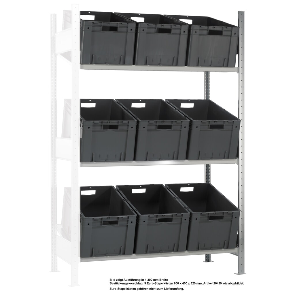 Spádový regál SCHULTE, přídavné pole MULTIplus 150, 2000 x 1000 x 600 mm Obrázek produktu: Spádový regál SCHULTE, přídavné pole MULTIplus 150, 2000 x 1000 x 600 mm