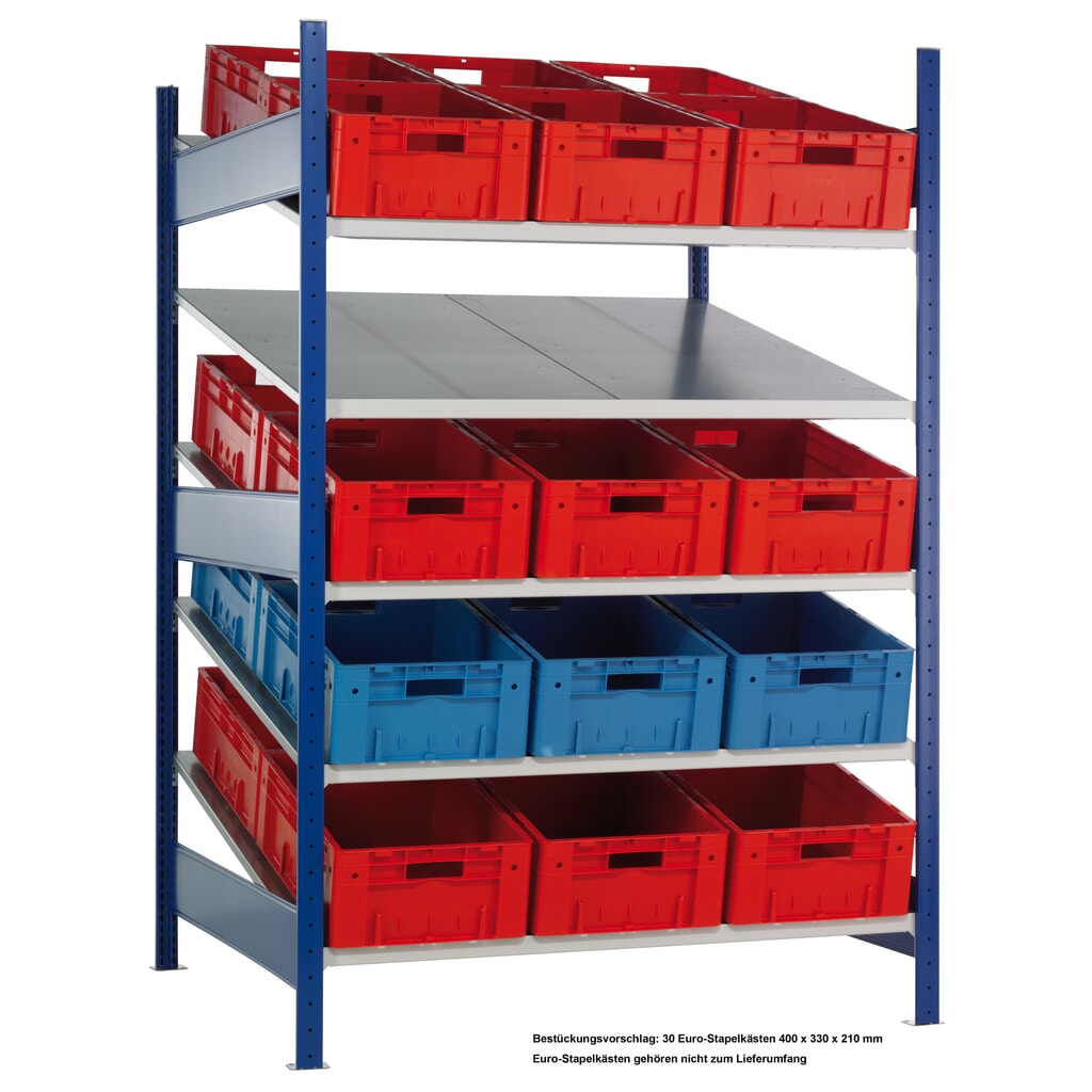 Spádový regál SCHULTE XL, základní pole MULTIplus 150, 2000 x 1300 x 1200 mm Obrázek produktu: Spádový regál SCHULTE XL, základní pole MULTIplus 150, 2000 x 1300 x 1200 mm