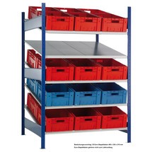 Spádový regál SCHULTE XL, základní pole MULTIplus 150, 2000 x 1300 x 1200 mm