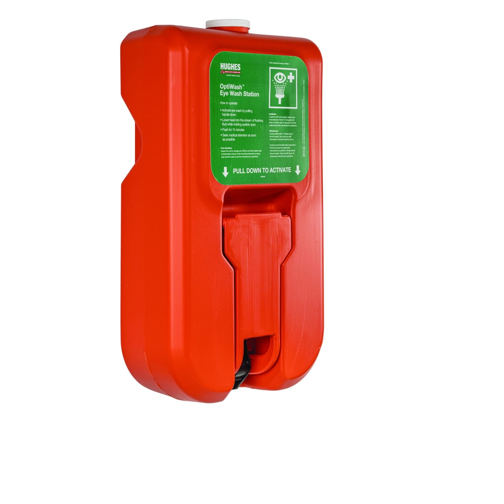 Stanice pro výplach očí Justrite® OptiWash® OPTI Hughes, nezávislá, nádrž 38 litrů Obrázek produktu: Stanice pro výplach očí Justrite® OptiWash® OPTI Hughes, nezávislá, nádrž 38 litrů