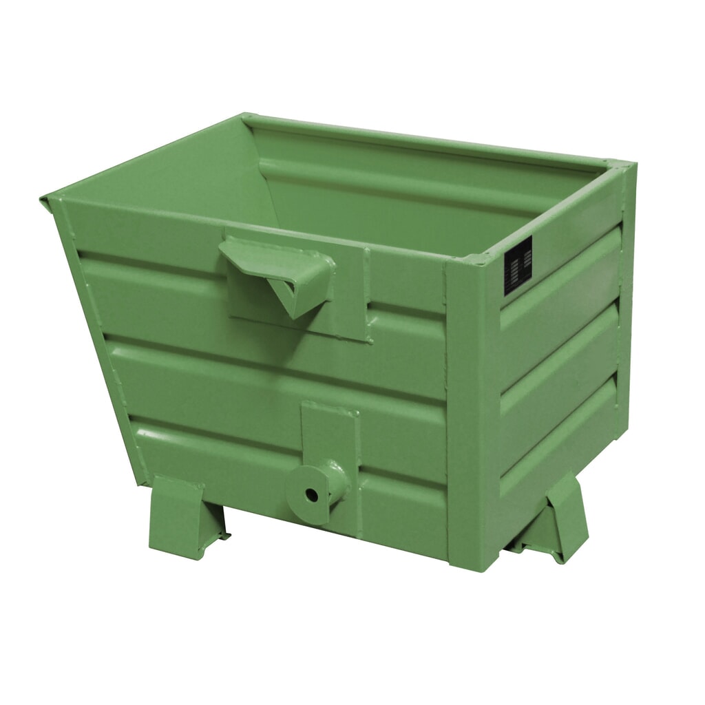 Bauer® Stohovatelný vyklápěcí zásobník, lakovaný, objem 0,3 m³, RAL 6011 rezedová zelená Obrázek produktu: Bauer® Stohovatelný vyklápěcí zásobník, lakovaný, objem 0,3 m³, RAL 6011 rezedová zelená