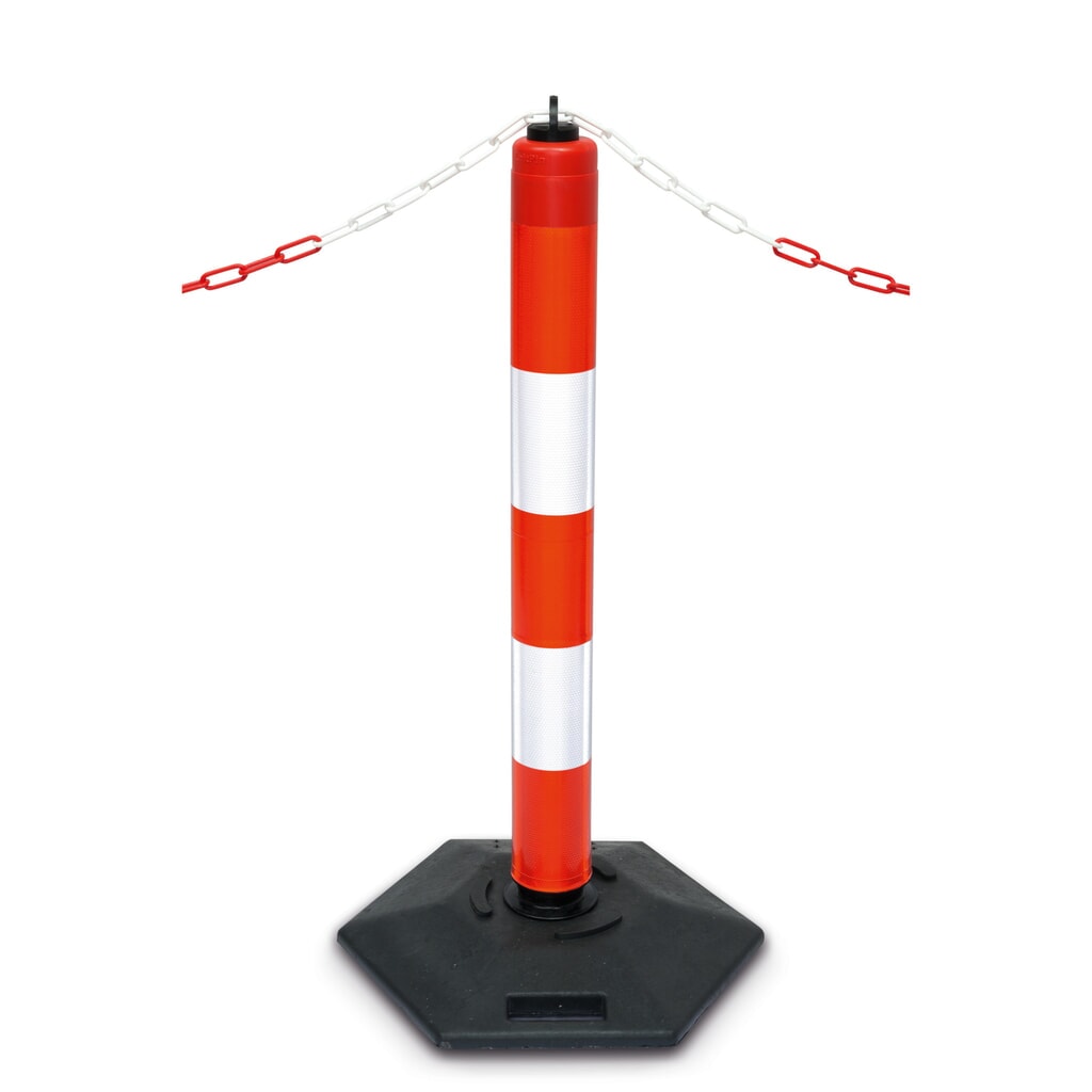 Sloupek LeitPin s víčkem s okem, červená/bílá reflexní Obrázek produktu: Sloupek LeitPin s víčkem s okem, červená/bílá reflexní