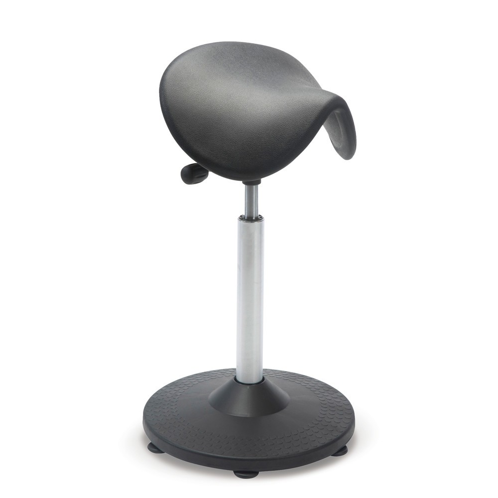 Číslo obrázku produktu 1: Stolička Global Stole A/S Ergonomic, sedlový sedák PU, výška sedáku 620-800 mm, nastavení sklonu sedáku, kuželová podnož, podlahový kluzák, černá