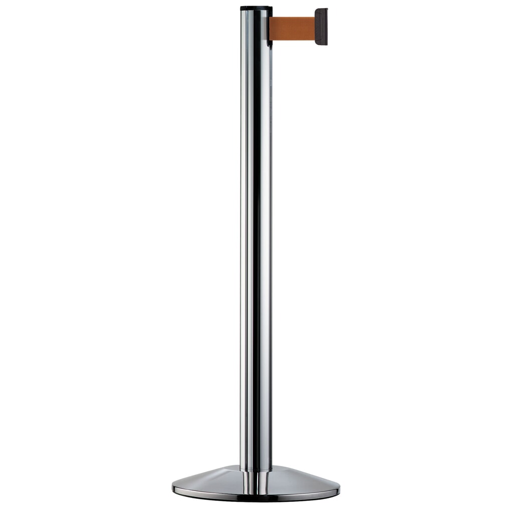 Systém vymezovacích sloupků Classic, sloupky chromované, hnědá Obrázek produktu: Systém vymezovacích sloupků Classic, sloupky chromované, hnědá