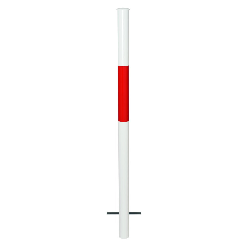 Obrázek produktu: Systémové zábradlí URBAN, svislá trubka, Ø 60 mm, výška nad podlahou 1000 mm, k zabetonování, žárově pozinkováno a lakováno, červená/bílá