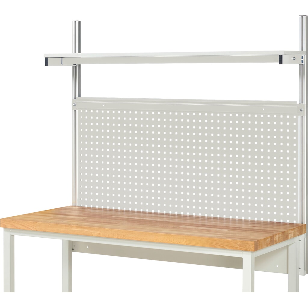 Nástavba pracovního stolu RAU, VxŠxH 1130 x 1500 x 350 mm, 1 etážová police, deska s povrchovou úpravou z melaminové pryskyřice a 1 přídržná lišta, kompletní sada 01 pro šířku výrobku 1500 mm Číslo obrázku produktu 2: Nástavba pracovního stolu RAU, VxŠxH 1130 x 1500 x 350 mm, 1 etážová police, deska s povrchovou úpravou z melaminové pryskyřice a 1 přídržná lišta, kompletní sada 01 pro šířku výrobku 1500 mm