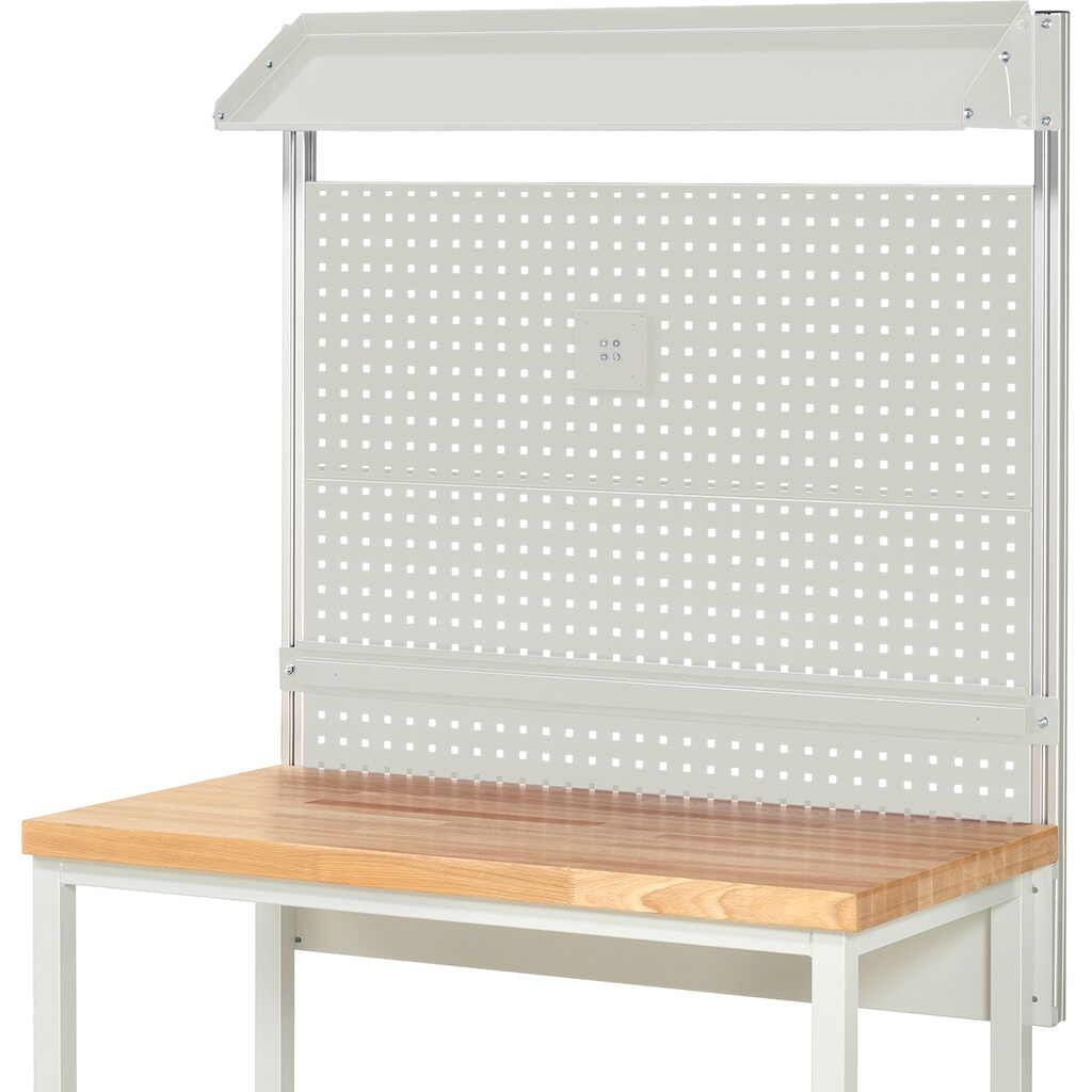 Číslo obrázku produktu 2: Nástavba pracovního stolu RAU, VxŠxH 1130 x 1250 x 350 mm, 1 sklopná kovová odkládací plocha, 1 přídržná lišta a 1 držák pro plochý monitor, kompletní sada 02 pro šířku výrobku 1250 mm
